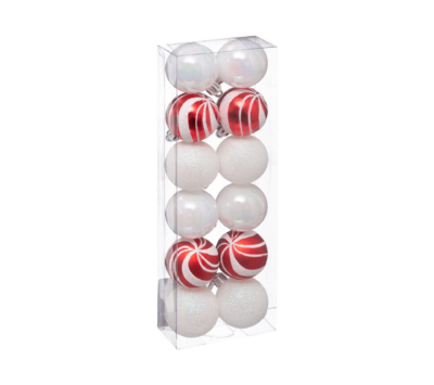 XMAS BALLS 12PCS 40MM WHT