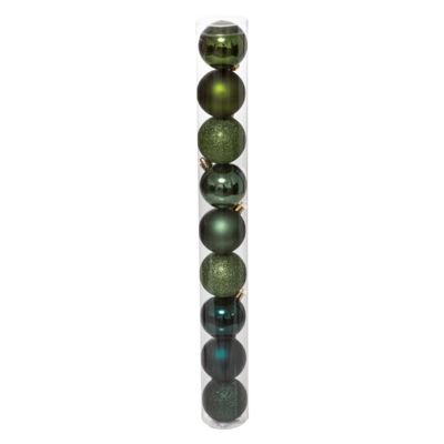 XMAS BALLS 9PCS 60MM GREEN