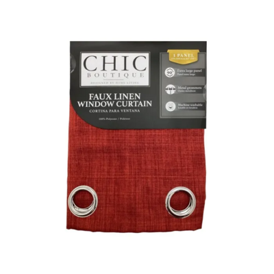 FAUX LINEN CURTAIN #12 RUST