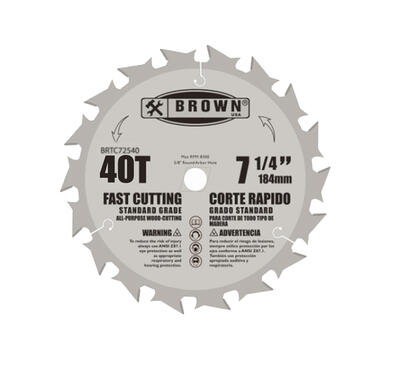  Brown USA Carbide Tip Blade 40 Teeth  7-1/4 Inch  1 Each BRTC72540
