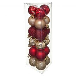 XMAS BALLS 18PCS 30MM RED/GOLD