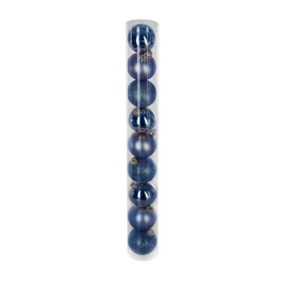 XMAS BALLS 9PCS 60MM BLUE NIGH