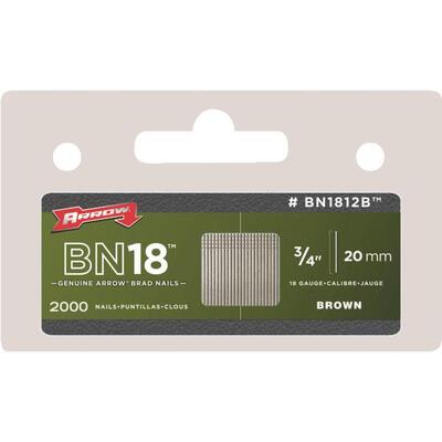 Arrow Brad Nails  3/4 Inch Brown 2000 Pack BN1812B