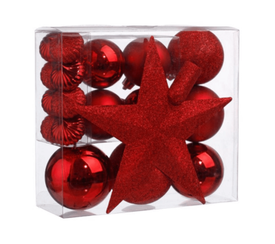 XMAS DECO KIT 18PCS RED