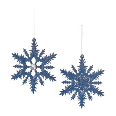 GLITTER SNOWFLAKE NAVY 2ASST
