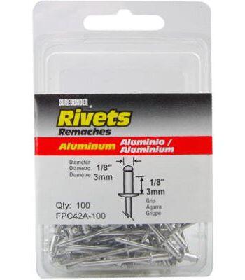  Sure Bonder Short Rivet  1/8 Inch   Aluminum  100 Pack  FPC42A-100