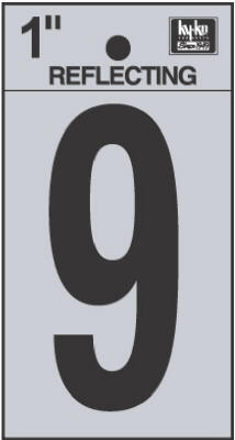  Hy-Ko Reflective Number 9 1 Inch  Black  1 Each RV-15/9