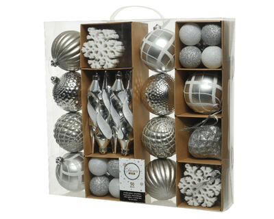 Xmas Ball Assorted Silver 1 Set 029588