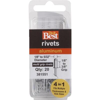  Channellock  Multigrip Rivet 20 Pack  1/8-5/32 Inch  Aluminum  1 Each 381551
