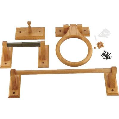  Home Impressions  Bath Accessory Set 4 Piece  Oak  1 Set CM021001Q
