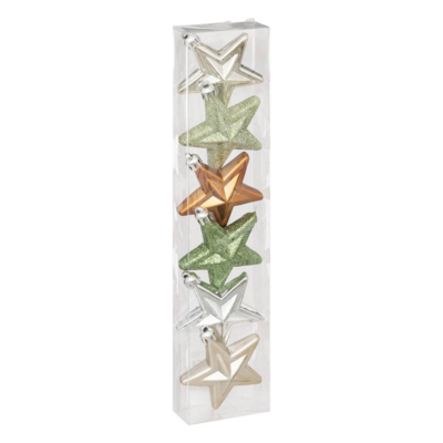 XMAS STAR 6PCS 6.5CM ASSORTED