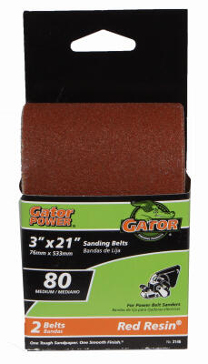  Gator Sanding Belt 80 Grit  3x21 Inch  2 Pack 3146