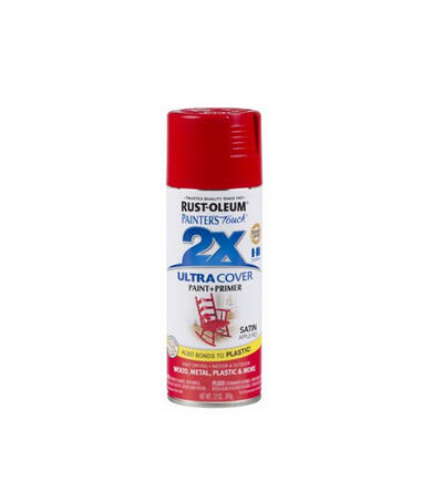 Rust-Oleum Painter's Touch Satin Enamel Spray Paint 12oz Apple Red 1 Each 315396