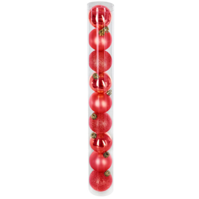 XMAS BALLS 9PCS 60MM RED