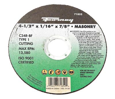  Forney  Masonry Cut Off Wheel  4-1/2x1/16x7/8 Inch  1 Each 71852
