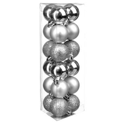 XMAS BALLS 18PCS 30MM SILVER