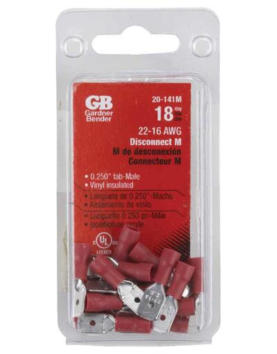 Gb Electrical Disconnect Male 22-18Awg 1 Each 20-141M