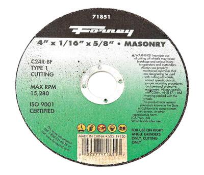  Forney  Masonry Cut Off Wheel  4x1/16x5/8 Inch  1 Each 71851