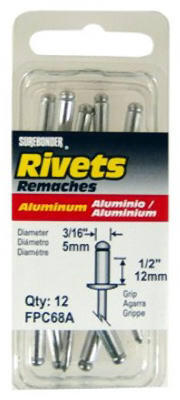  Sure Bonder Long Rivet  3/16 Inch   Aluminum  12 Pack  FPC68A