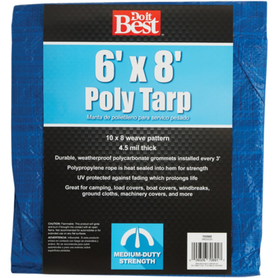  Do It Best  Medium Duty Poly Tarp 6x8 Foot  Blue  1 Each 700568