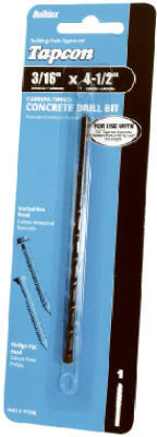  Tapcon Concrete Drill Bit 3/16x4-1/2 Inch 1 Each 11248