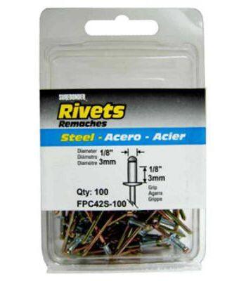  Sure Bonder Short Rivet  1/8 Inch  Steel 100 Pack  FPC42S-100