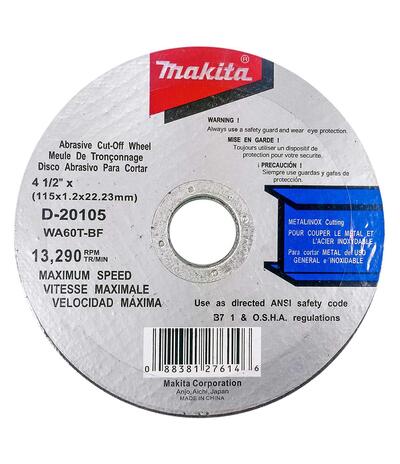 Makita Cut Off Wheel 4-1/2x1.2x22.2mm 1 Each D-20105