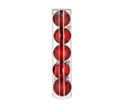 XMAS BALLS 5PCS 50MM RED