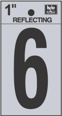  Hy-Ko Reflective Number 6 1 Inch  Black  1 Each RV-15/6