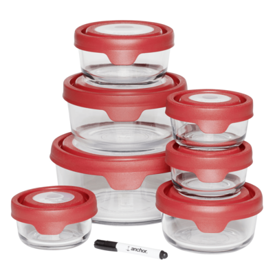 FOOD STORAGE W/RED LID 14PC