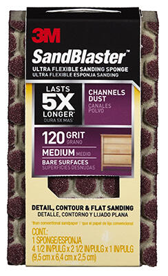 Sandblaster Sanding Sponge Med 120g 4.5 x2.5x1 In 1 Each 20908-120-UFS