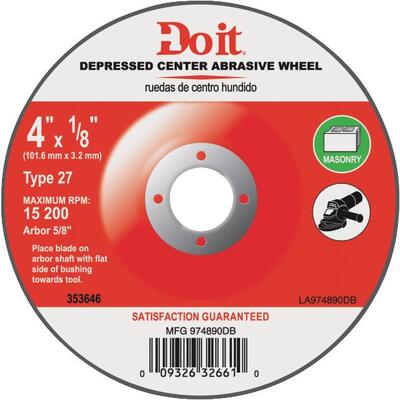  Do It Best  Masonry Cutting Wheel  4-1/2x1/8 Inch  1 Each 974970DB