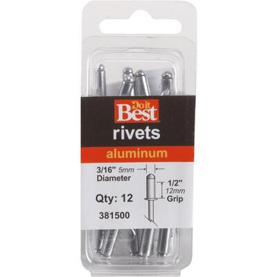  Channellock  Rivet 12 Pack  3/16x1/12 Inch Aluminum  1 Each 381500