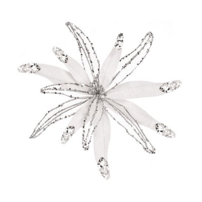 POINSETTIA CLIP ON SILV SHEER