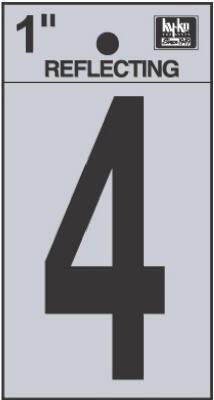  Hy-Ko Reflective Number 4 1 Inch  Black  1 Each RV-15/4