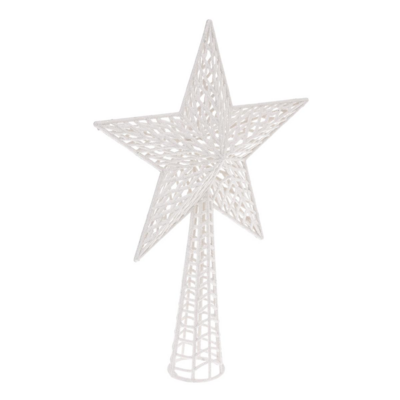 GLITTER STAR TREE TOP 38CM WHT