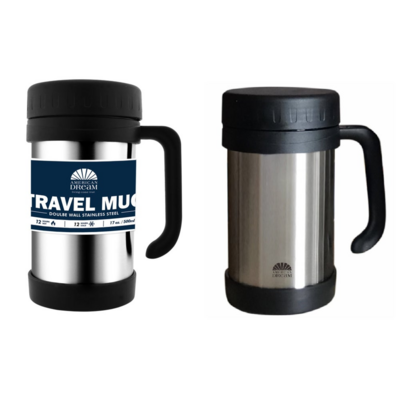 TRAVEL MUG 500MLDBL WALL SS