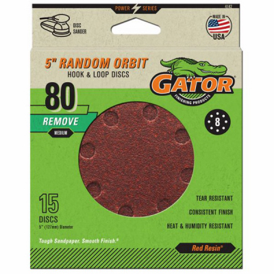 Gator Sanding Disc 8 Hole 80 Grit  5 Inch  15 Pack  4142
