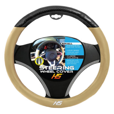 STEERING WHEEL COVER BLK/TAN