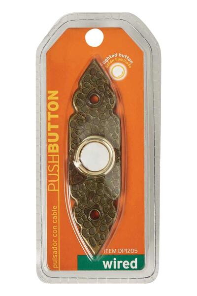 Iq America Push Button Lighted  Antique Brass 1 Each DP-1205
