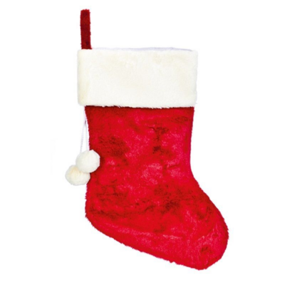 STOCKING W/WHT FUR RED 60CM