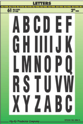  Hy-Ko Self-Adhesive Letters  2 Inch  Black On White 1 Set mm-7L